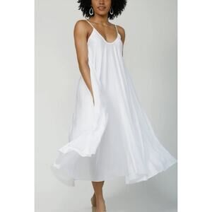 Silk & Salt White Silky Maxi Slip Dress - Adjustable OS